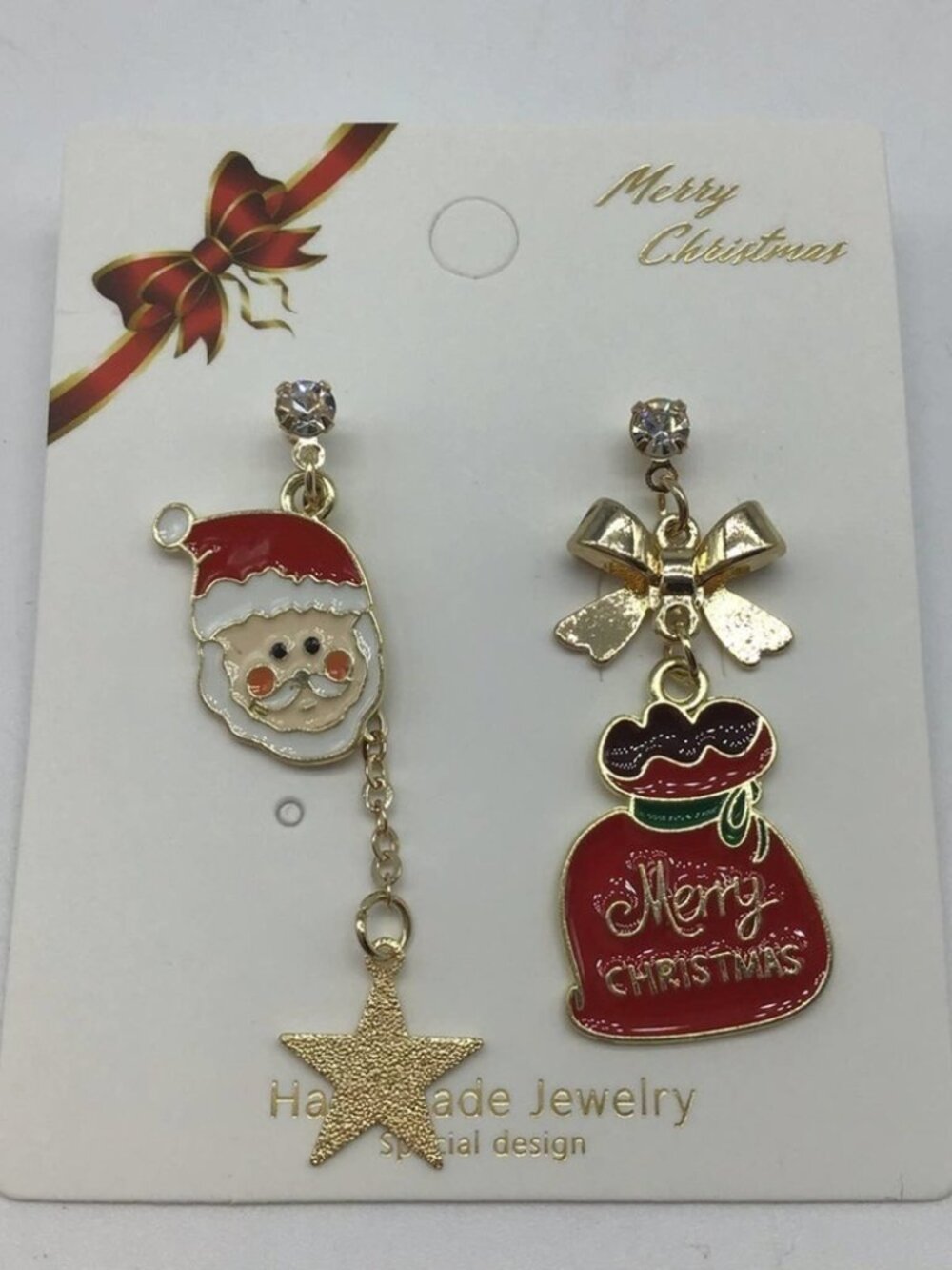 Christmas Santa Gift Bag Fashion Earrings